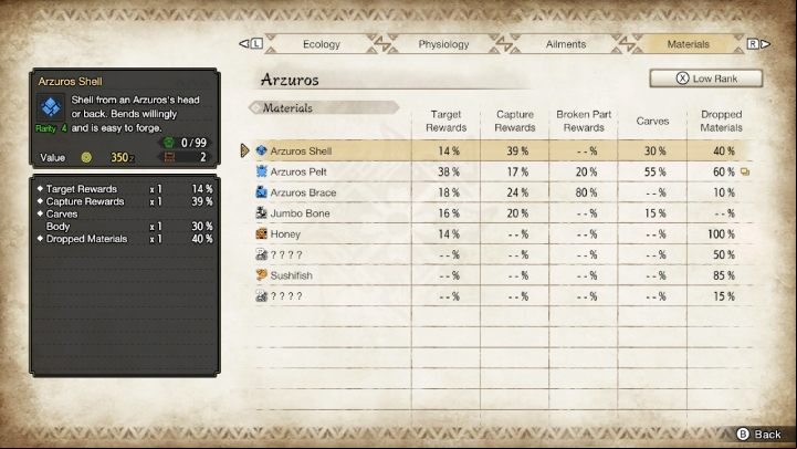 After you successfully hunt a monster for the first time, information about the probability of receiving certain materials by capturing or killing the monster will appear in the Hunter's notes - Monster Hunter Rise: Monster - how to capture? - Fighting and hunting - Monster Hunter Rise Guide
