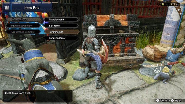 A better way to craft items is to look into one of the crates located in the village - Monster Hunter rise: how to craft items? - Crafting - Monster Hunter Rise game guide