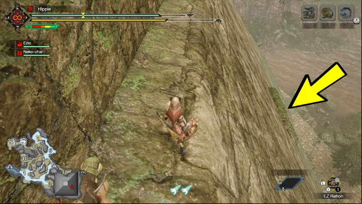 After turning left, look down, there is the entrance to the secret room - Monster Hunter Rise: Quetzalcobra - how to find? - Fighting & Hunting - Monster Hunter Rise Guide