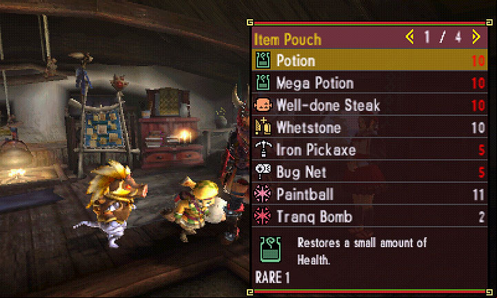 Another step of preparations to the hunt is equipping your character with the appropriate resources: healing / enhancing / cleansing potions, food rations, paintballs, ammunition, oils, bombs and so on - Preparations, setting off, tracking the monster - Hunting - Monster Hunter Generations Game Guide