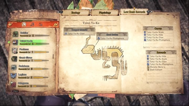 Dropped Material - Tzitzi-Ya-Ku - tactics, resistance, weaknesses - Large Monsters - Monster Hunter Generations Game Guide