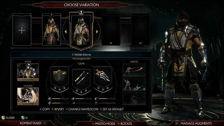 Every version of the character in the Mortal Kombat 11 has different weapons and a different array of moves, combos and special attacks - Character customization in Mortal Kombat 11 - Basics - Mortal Kombat 11 Guide and Tips