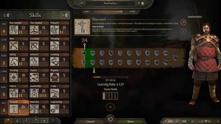 The Steward skill determines the maximum number of soldiers in a team - Mount and Blade 2 Bannerlord: How to increase party size? - FAQ - Mount and Blade 2 Bannerlord Guide