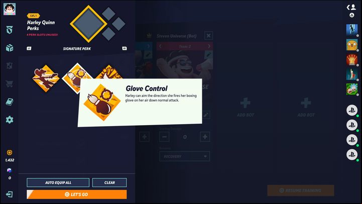 The second signature perk is Glove Control - MultiVersus: Harley Quinn - how to play? - Assassins - MultiVersus Guide