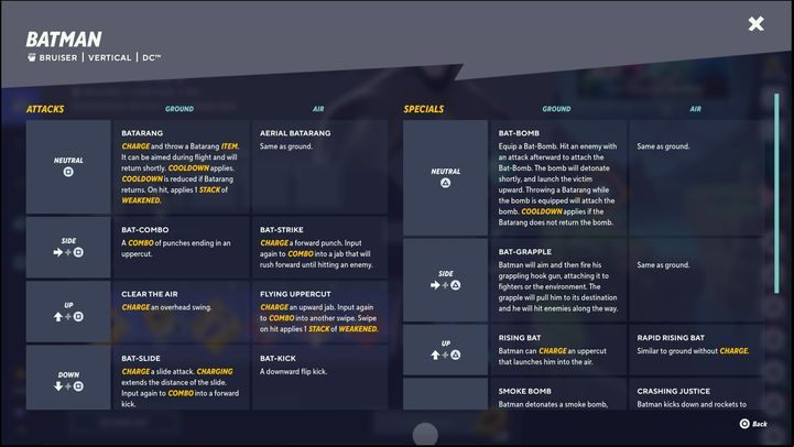 Speaking of the move list, you can check it in many ways - MultiVersus: Beginners guide - list - Basics - MultiVersus Guide