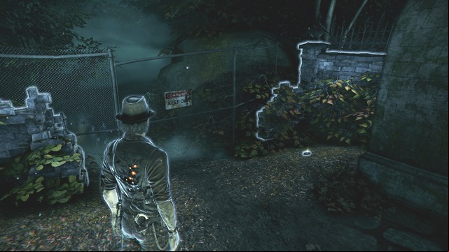 On the fence, it reads: Danger- Keep Out. - Chapter 4 - The Knowledge of Teleportation - Main investigations - Murdered: Soul Suspect - Game Guide and Walkthrough