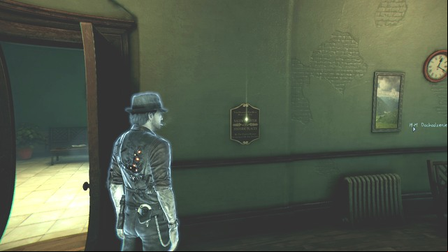 Close to the plaque, on the wall, there is a clock. - Chapter 5 - Small cases - Side cases - Murdered: Soul Suspect - Game Guide and Walkthrough