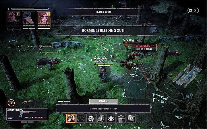 When a hero loses all his health points, there is no immediate death - How to heal team in Mutant Year Zero? - FAQ - Mutant Year Zero Road to Eden Guide