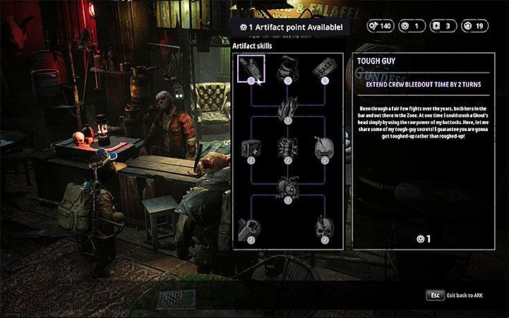 The Tough Guy upgrade offers some help, it costs one artifact - How to heal team in Mutant Year Zero? - FAQ - Mutant Year Zero Road to Eden Guide