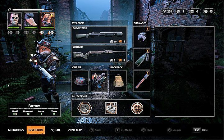 Before you start the battle, you have to make sure that your equipment is available in it - How to change weapons in Mutant Year Zero? - FAQ - Mutant Year Zero Road to Eden Guide