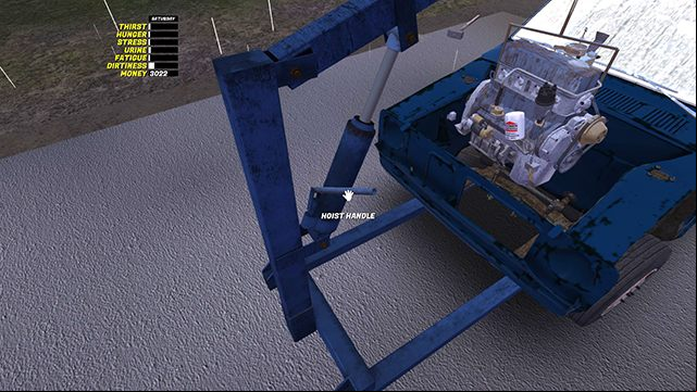 While you are lowering the engine, look for the green bolts - Installing the engine in the car | My Summer Car - Assembling the Satsuma car - My Summer Car Guide