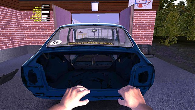 Tighten both HALF SHAFTS for the gearbox with three 9mm bolts - Installing the engine in the car | My Summer Car - Assembling the Satsuma car - My Summer Car Guide