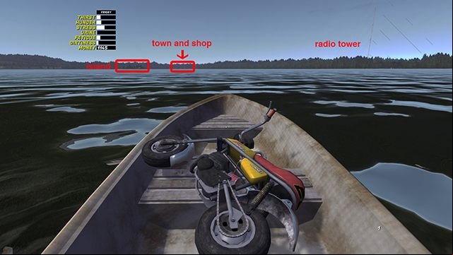 When you approach the shore, head to the left pier - there, you will find a bridge, but you can also stop on the grassy shore - Shopping in My Summer Car - Basics - My Summer Car Guide