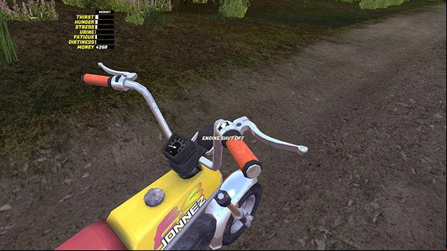 The small button on the steering wheel turns off the engine. - Jonnez ES minibike | Playable vehicles in My Summer Car - Playable vehicles - My Summer Car Guide