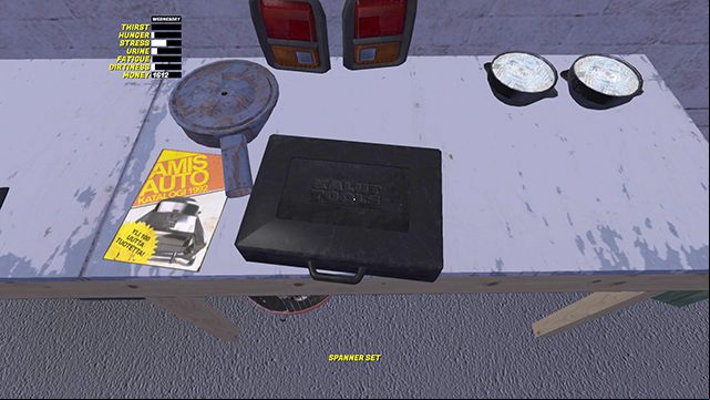 Spanner Set tools are on the table in the garage. - Ruscko car | Playable vehicles in My Summer Car - Playable vehicles - My Summer Car Guide