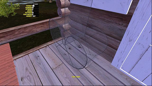 Take the trap and place it in the water close to the shore - How to fish in My Summer Car? - FAQ - My Summer Car Guide