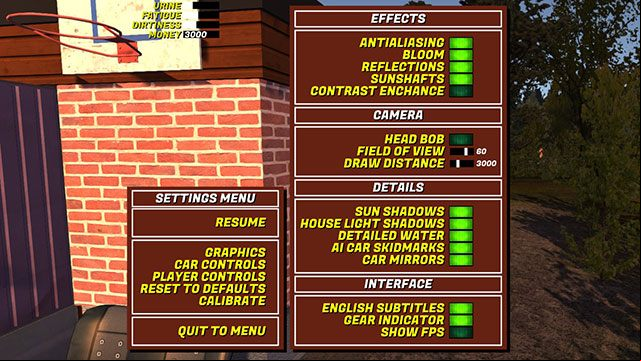 The list of graphics options in My Summer Car is not long, part of it can be set even before the game starts - My Summer Car - system requirements - Appendix - My Summer Car Guide