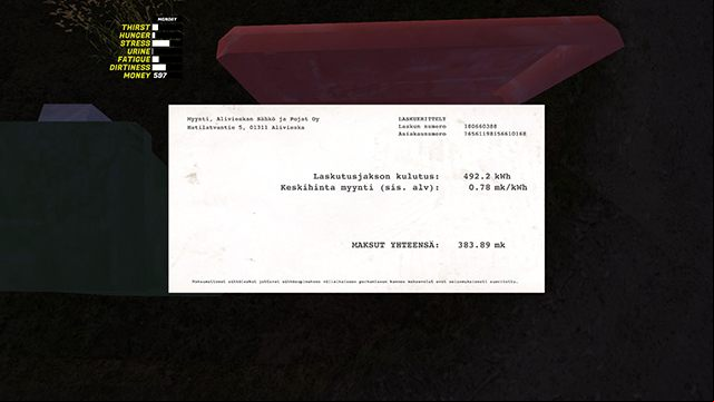 Displaying the invoice will result in automatic payment - Why is there no electricity in My Summer Car - FAQ - My Summer Car Guide