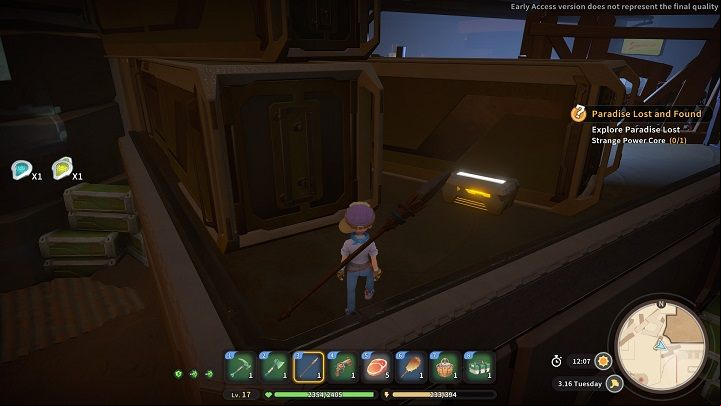 Right next to it, between the two containers, is another chest containing 5x Data Discs - My Time at Sandrock: Paradise Lost and Found - walkthrough - Main missions - My Time at Sandrock Guide, Walkthrough