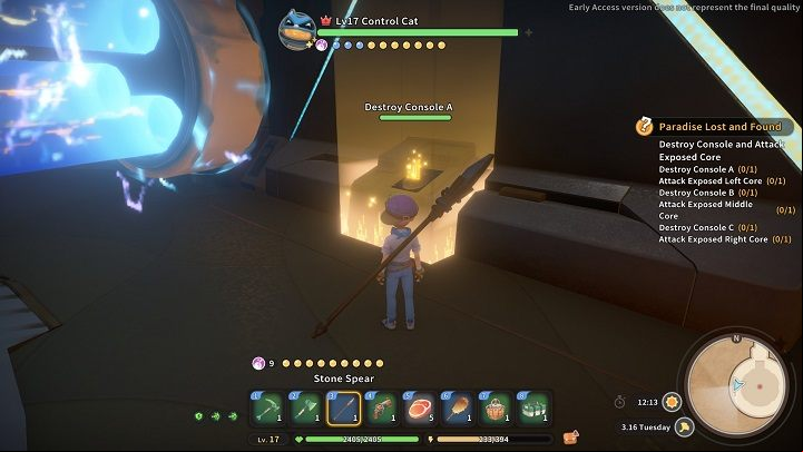 You'll find Console A on the right - hit it a few times to break it - My Time at Sandrock: Paradise Lost and Found - walkthrough - Main missions - My Time at Sandrock Guide, Walkthrough