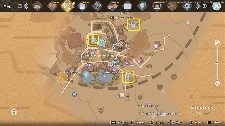 To use the fast travel system, head to any Yakmel Station (we've marked the station icons in the screenshot above) - My Time at Sandrock: Fast travel - how to use? - FAQ - My Time at Sandrock Guide, Walkthrough