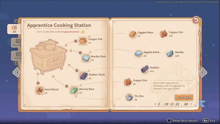 To build an Apprentice Cooking Station, you need the following materials - My Time at Sandrock: Cooking - Basics - My Time at Sandrock Guide, Walkthrough