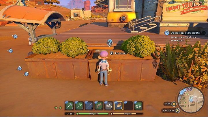 Plant the first flowers in a pot at the Sandrock train station near your workshop - My Time at Sandrock: Operation Flowergate - walkthrough - Side missions - My Time at Sandrock Guide, Walkthrough