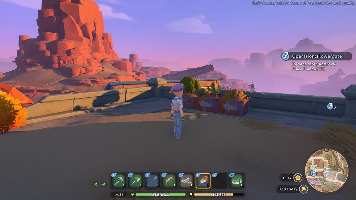 The fourth set of plants has to be planted in a pot in front of the Temple - My Time at Sandrock: Operation Flowergate - walkthrough - Side missions - My Time at Sandrock Guide, Walkthrough