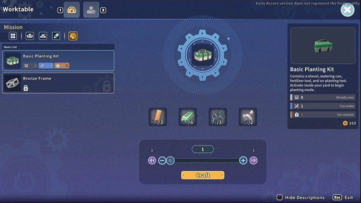 You will create the Basic Planting Kit using Worktable - My Time at Sandrock: The Grass is Greener - walkthrough - Main missions - My Time at Sandrock Guide, Walkthrough