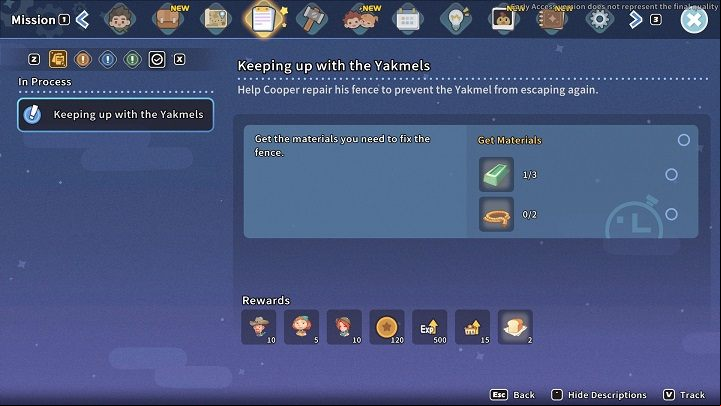 It's time to gather the materials required to repair the fence - My Time at Sandrock: Keeping Up with the Yakmels - walkthrough - Side missions - My Time at Sandrock Guide, Walkthrough