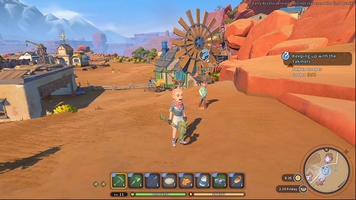 The task's final objective is to tell Cooper about the repairs you've made - My Time at Sandrock: Keeping Up with the Yakmels - walkthrough - Side missions - My Time at Sandrock Guide, Walkthrough