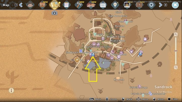 You can start the quest by talking to Arvio, found in front of the store near The Breach - My Time at Sandrock: Runner-Up - walkthrough - Side missions - My Time at Sandrock Guide, Walkthrough