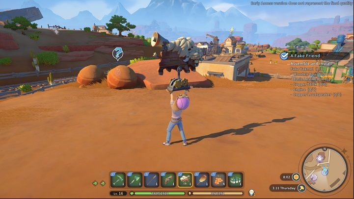 Install the Fake Yakmel on the hill by the stable - My Time at Sandrock: Fake Friend - walkthrough - Side missions - My Time at Sandrock Guide, Walkthrough