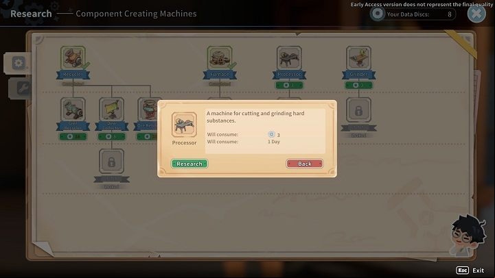 You'll need Data Discs to pay for each research project - My Time at Sandrock: Research and Data Discs - Basics - My Time at Sandrock Guide, Walkthrough