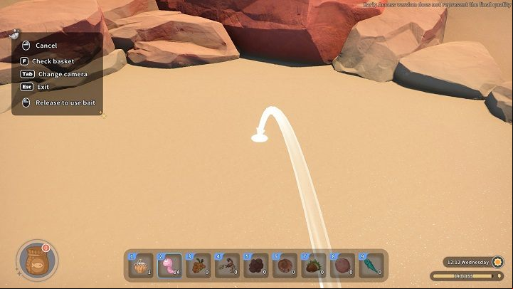 At this point, the screen will display instructions on how to fish - My Time at Sandrock: World of Sandfishing - walkthrough - Side missions - My Time at Sandrock Guide, Walkthrough