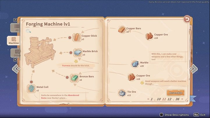 There are three variants of each weapon - Stone, Bronze, and Iron - My Time at Sandrock: Weapons and Combat - Basics - My Time at Sandrock Guide, Walkthrough