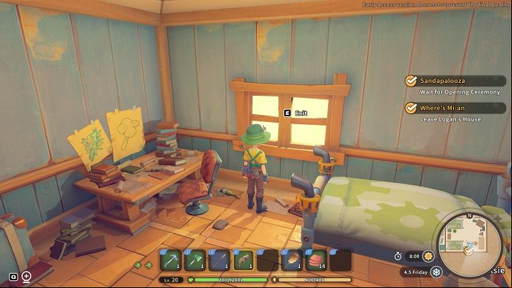 After finding all the clues return to the room upstairs, on the left - My Time at Sandrock: Wheres Mi-an - walkthrough - Main missions - My Time at Sandrock Guide, Walkthrough