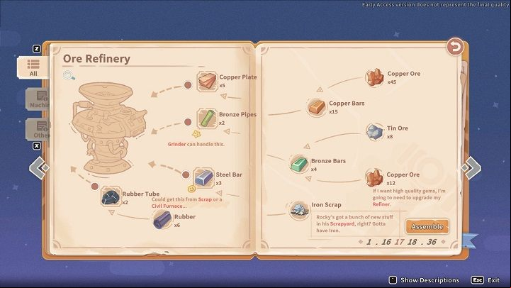 You need the following materials to build the Ore Refinery - My Time at Sandrock: Ore Refinery - how to build? - FAQ - My Time at Sandrock Guide, Walkthrough