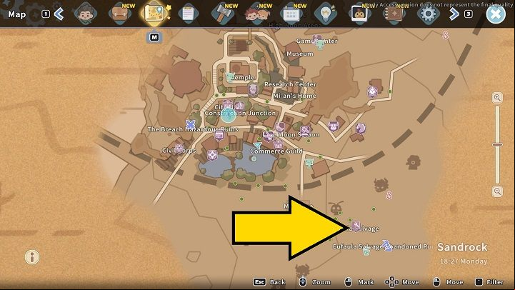 The quest is initiated by entering the Eufaula Salvage Abandoned Ruins and triggering a cut-scene, in which you will end up in a strange room - My Time at Sandrock: Mutual Misstep - Side missions - My Time at Sandrock Guide, Walkthrough