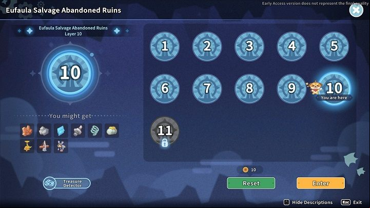 As you enter the ruins, you need to choose what level you want to explore - My Time at Sandrock: Abandoned Ruins - Basics - My Time at Sandrock Guide, Walkthrough