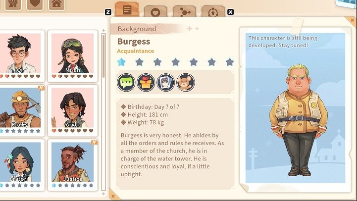 Burgess takes care of the city's water supply and takes his task very seriously - My Time at Sandrock: Characters and Romance - Basics - My Time at Sandrock Guide, Walkthrough