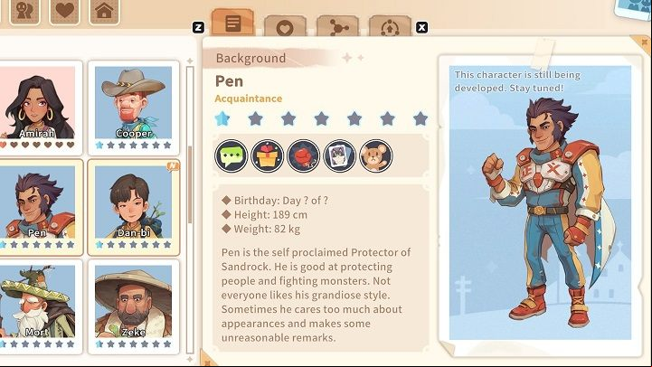 Pen is one of the most distinctive people in My Time at Sandrock - My Time at Sandrock: Characters and Romance - Basics - My Time at Sandrock Guide, Walkthrough