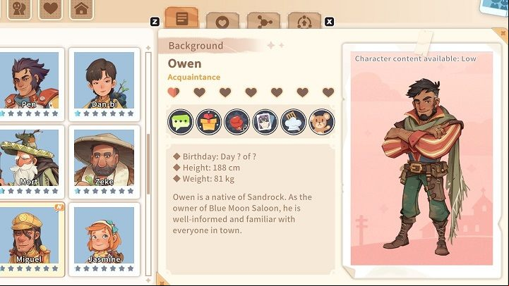 Owen knows all the residents of Sandrock very well - My Time at Sandrock: Characters and Romance - Basics - My Time at Sandrock Guide, Walkthrough