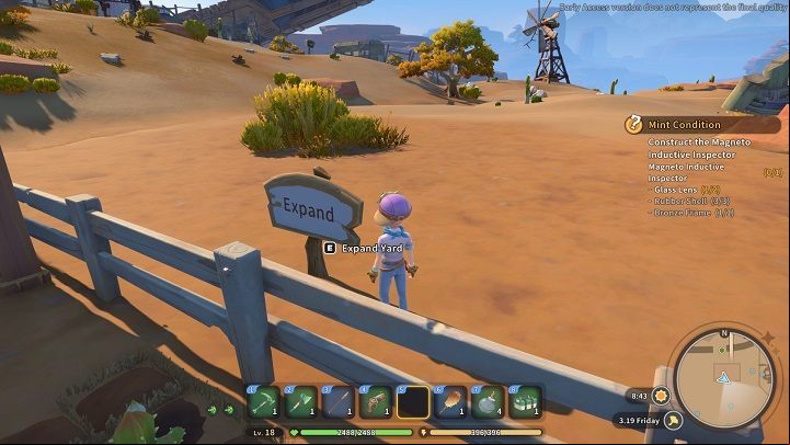 Right next to the workshop, just beyond the fence, you'll notice a white sign with the word "Expand" - My Time at Sandrock: Workshop - how to expand? - FAQ - My Time at Sandrock Guide, Walkthrough