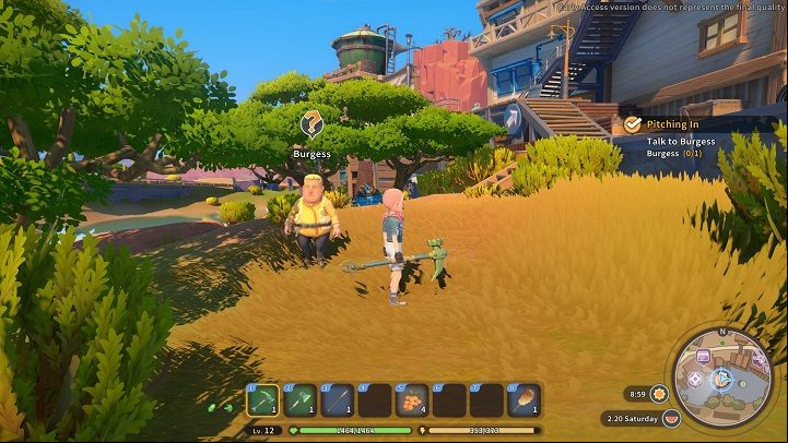 Finally, talk to Burgess, who will express gratitude for your help - My Time at Sandrock: Pitching In - walkthrough - Main missions - My Time at Sandrock Guide, Walkthrough