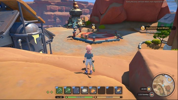 Now you need to talk to Justice, who you will find near the Research Center - My Time at Sandrock: Moisture Farm Blues - walkthrough - Main missions - My Time at Sandrock Guide, Walkthrough