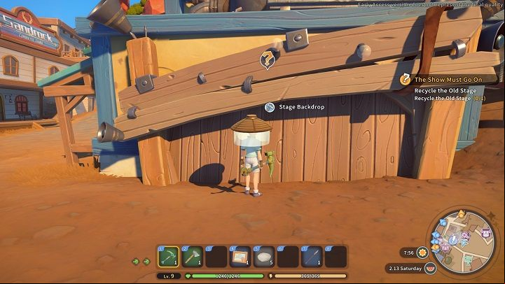 The first step is to get rid of the remaining stage debris - My Time at Sandrock: The Show Must Go On - walkthrough - Main missions - My Time at Sandrock Guide, Walkthrough