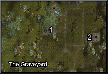 When you're at the graveyard at last, you'll face a large group of the undead - Safer Travels / Fort Locke Investigation - Fort Locke - Neverwinter Nights 2 - Game Guide and Walkthrough