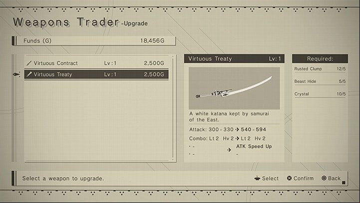 After talking to the trader, select the Upgrades option - NieR Automata: Weapons level four upgrade - how to achieve? - FAQ - NieR Automata Guide