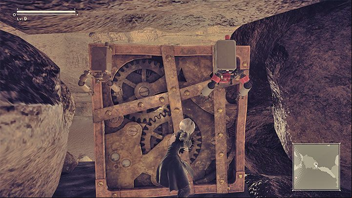 During this scene, you will probably have to push a big chest for the first time - NieR Automata: Chapter 3, Route A - walkthrough - Route A - NieR Automata Guide